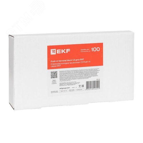 Клемма проходная Push-in 1.5 мм2 серая EKF