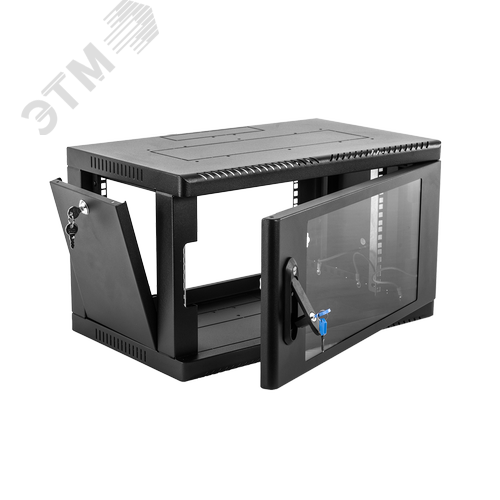 Шкаф телекоммуникационный настенный сварной 6U (600 х 500) съёмные стенки, дверь стекло, чёрный