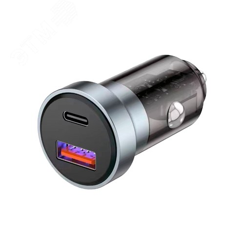 Зарядное устройство автомобильное c двумя портами USB-A + USB-A c LED-подсветкой 20Вт