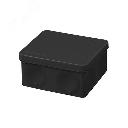 Распаячная коробка двухкомпонентная ОП 100х100х50 мм IP66 8 вх. черная инд. штрихкод TDM