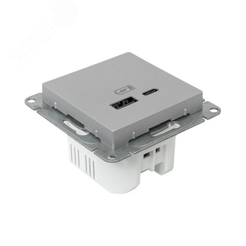 Механизм розетки USB-A+С, алюминий Эпика EKF