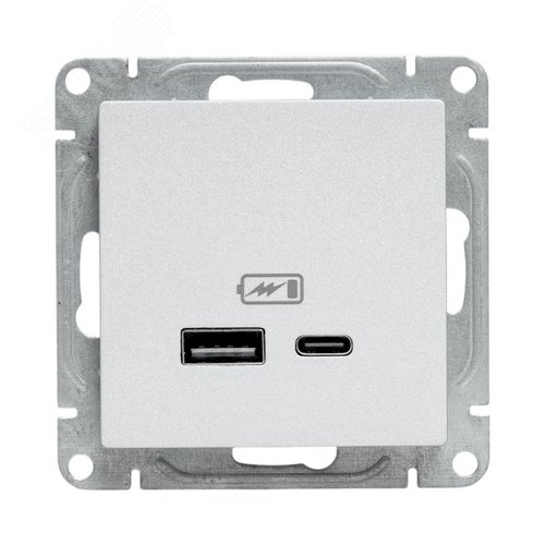 Механизм розетки USB-A+С, алюминий Эпика EKF