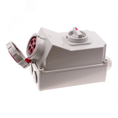 Розетка настенная с выключателем и механической блокировкой 63A/400V/3P+N+E/IP67