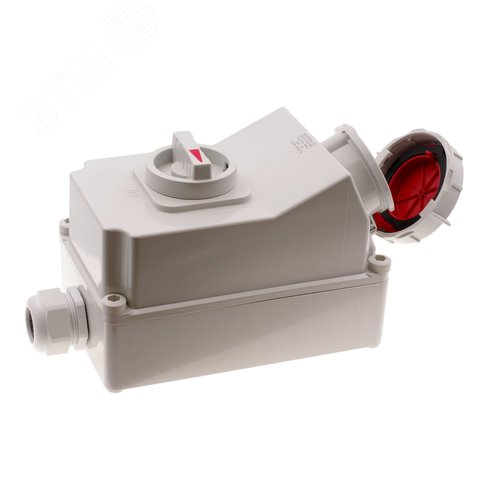 Розетка настенная с выключателем и механической блокировкой 63A/400V/3P+N+E/IP67