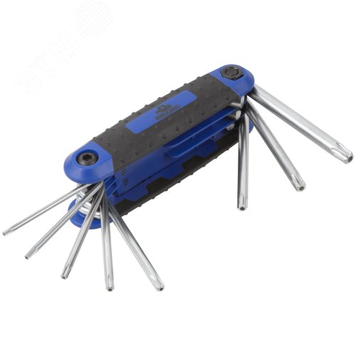 Ключи TORX складные, набор 8шт. Т10-Т40, в пластиковом корпусе, с чёрным фосфатным покрытием, CrV