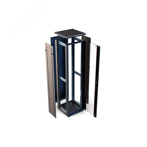 Шкаф телекоммуникационный напольный 47U 800x1000 ШТ-НП-М-47U-800-1000-C-Ч, передняя дверь стекло, черный
