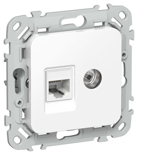 FLITE Розетка 2-местная RJ45/TV категория 5Е UTP РКТВ5е-2-0-ФлБ белый