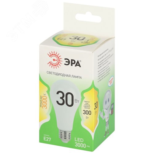 Лампа светодиодная LED 30 Вт 3000Лм 3000К груша теплый E27 220-240В LED A65-30W-830-E27 Green Line