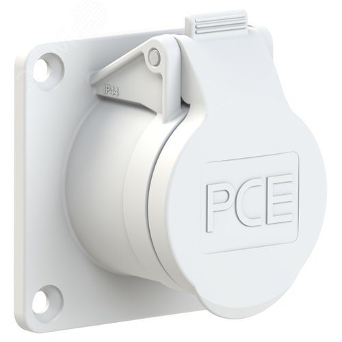 Розетка встраиваемая 16А/42V/2P/IP44,фланец 70х70, никелированные контакты