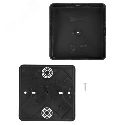 Коробка распаячная КР 100х100х44 ОП черная. IP40. TDM