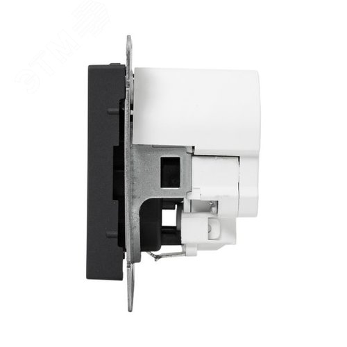 Механизм розетки с USB-A+С - 2шт, 16А, с заземлением, со шторками, чёрный Эпика EKF