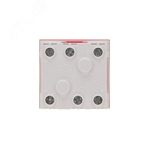 Розетка электрическая 45x45, CEE 7/4, 2K+3, 16A, красная