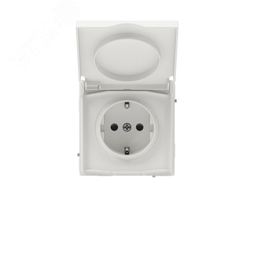 Розетка силовая, 2P+E, с з/ш, с крышкой, IP44, KANT, белый песок