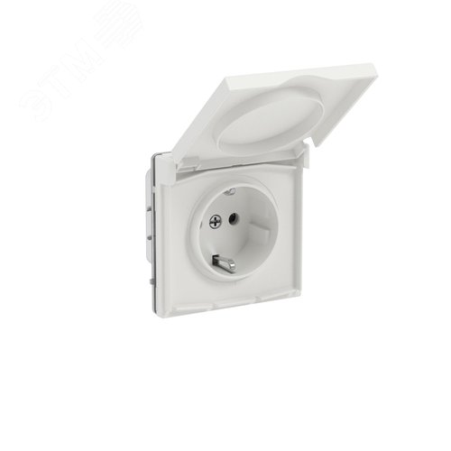 Розетка силовая, 2P+E, с з/ш, с крышкой, IP44, KANT, белый песок