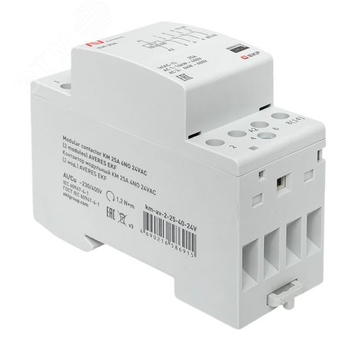 Контактор модульный КМ 25А 4NO 24VAC (2 мод.) AVERES