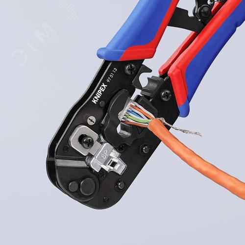 Пресс-клещи для штекеров RJ 45, 3 в 1, 1 гнездо, 8-пин 8P8C, резка и зачистка кабеля, 190 мм, SB