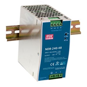 Блок питания AC-DC, 240Вт, вход 90-264V AC, 47-63Гц,127-370В DC, выход 24В,10A, рег. вых 24-28В, в кожухе на DIN-рейку