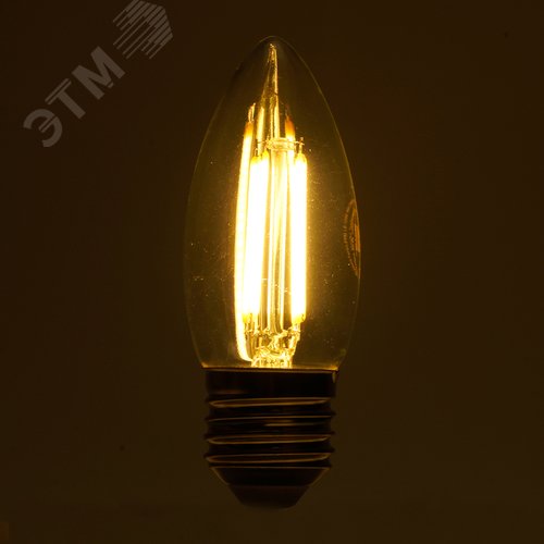 Лампа светодиодная LED 6вт Е27 теплый свеча FILAMENT .PRO
