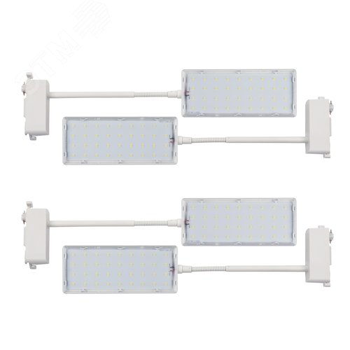 Светильник-прожектор светодиодный трековый 12 Вт в составе набора из 4штук с шинопроводом 2штх50см. Сетевой шнур 3м Спектр для фотосинтеза Корпус белый ТМ ULB-P37-12W/SPFR/K WHITE 3М SET42