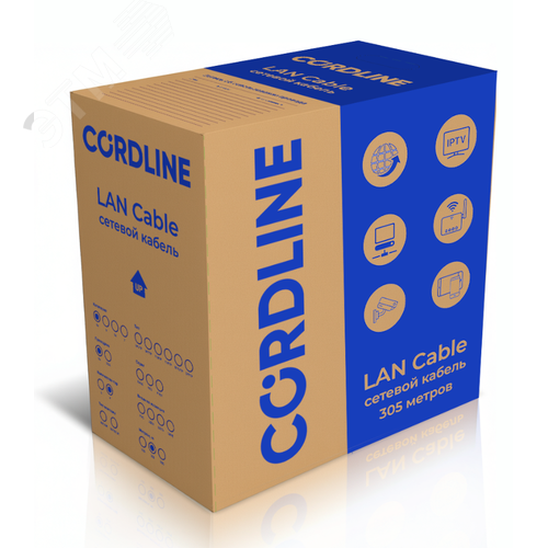 Кабель витая пара СORDLINE F/UTP 5e Сu 4х2х0.48 PE OUT MID черный 305м
