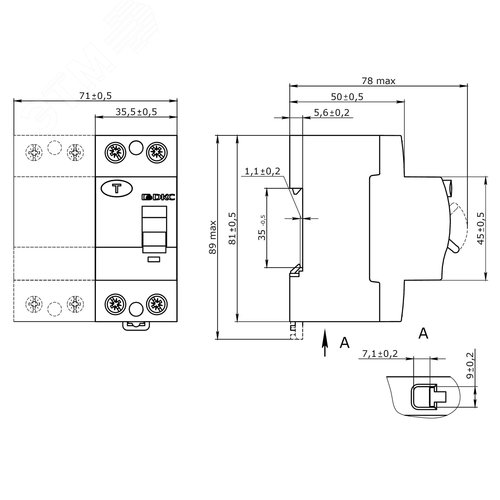 УЗО YON макс (YON max) 4P, 30mA, 16A, type A-S