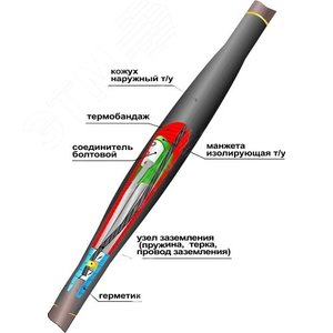 Муфта кабельная соединительная 1ПСТб(тк)нг-LS-5х(35-50) с соединителями болтовыми