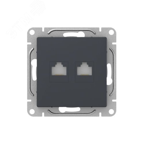 Механизм розетки RJ45 - 2шт, (cat6), графит Эпика EKF
