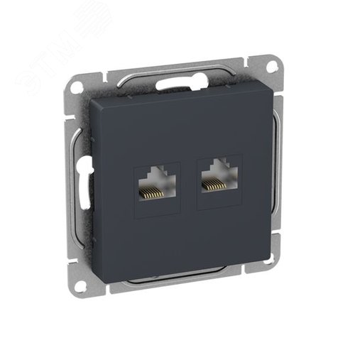 Механизм розетки RJ45 - 2шт, (cat6), графит Эпика EKF