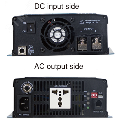 Инвертор DC-AC с функ. ИБП, 1200Вт, Рмакс=2000Вт(0,6 сек), Uвх=24(20…33)В DC, Uвых=230В АС (ещё 200, 220, 240), f=50(60) Гц, КНИ<3%, изоляция 3000В AC, в кожухе 333x184x70мм, вес 3.3кг, -25…+70°С, розетка тип-EU (Европа), тип АКБ Lead Acid или