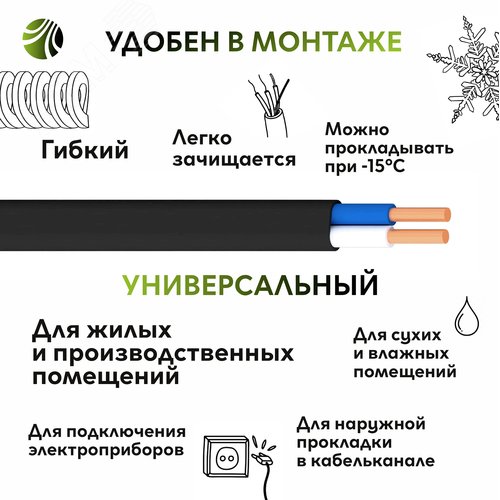Кабель силовой ВВГ-Пнг(А)-LS 2х2,5-20м ТРТС
