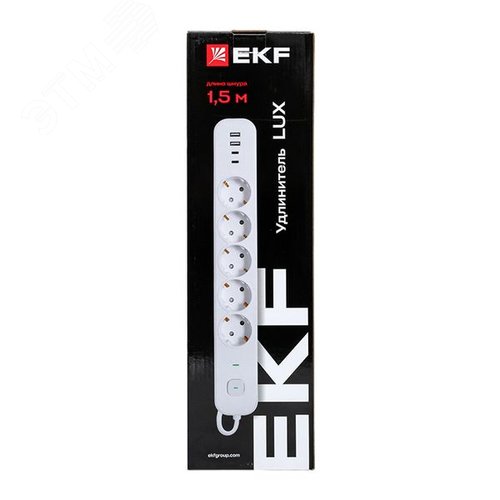 Удлинитель LUX 5 гнезд 2USB 2,4А+2type-C 1,5 метра 1,5мм2