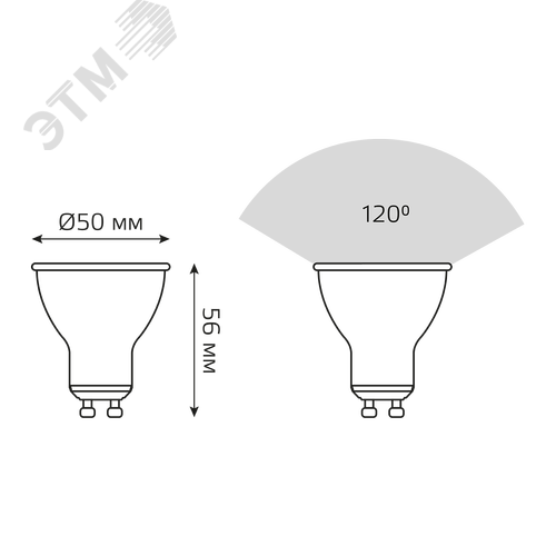 Лампа светодиодная LED 5.5 Вт 430 лм 3000К софит MR16 теплый GU10 AC 220В Elementary