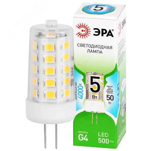 Лампа светодиодная LED 5Вт капсула яркий белый свет G4-JC-5W-840-12V G4 GREEN LINE