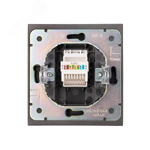 Розетка STRONG компьютерная RJ45 кат6 скрытой установки механизм графит