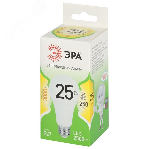 Лампа светодиодная LED 25 Вт 2500Лм 3000К груша теплый E27 220-240В LED A60-25W-830-E27 Green Line
