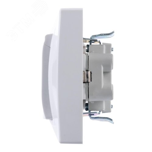 Розетка двойная 2П+З с защ. шт. и крышкой 16А 250В IP44 (основание пластик) белая Таймыр TDM