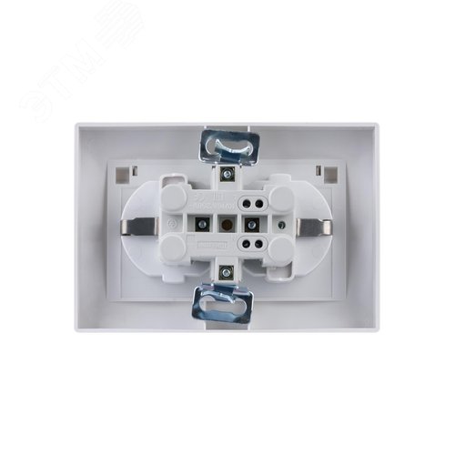 Розетка двойная 2П+З с защ. шт. и крышкой 16А 250В IP44 (основание пластик) белая Таймыр TDM