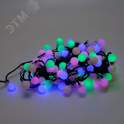 Гирлянда линейная Шарики LED мультиколор 12 м черный шнур