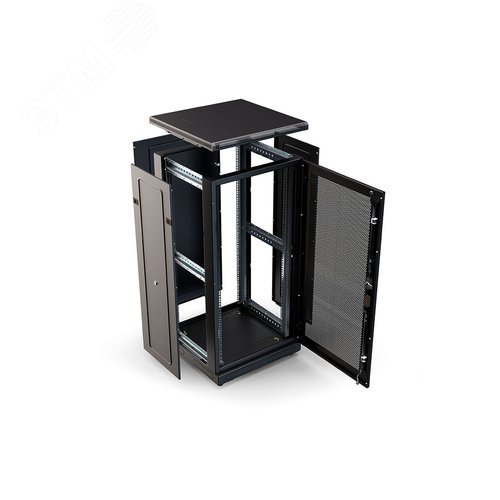Шкаф телекоммуникационный напольный 24U 600x800 ШТ-НП-М-24U-600-800-П-Ч, передняя дверь перфорация, черный