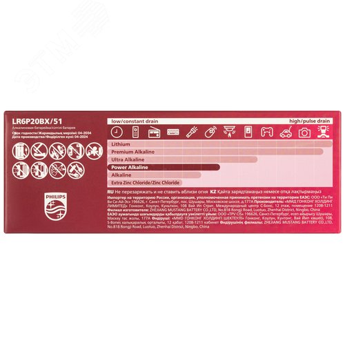 Элемент питания алкалиновый LR6P20BX/51 АА 1,5v 20 шт. LR6-20BL Power