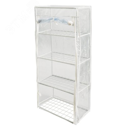 Парник-стеллаж для рассады UGH-R02 H105 WHITE/WHITE ECONOM 4 полки, 46x24x105см. Металлическая труба в ПВХ, цвет белый. Тент ПВХ эконом. TM ФитоЛето