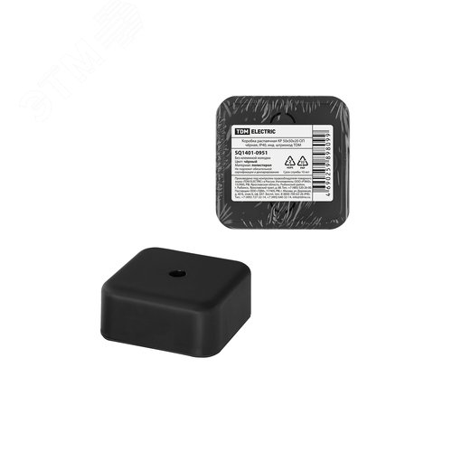 Коробка распаячная КР 50х50х20 ОП черная. IP40.TDM