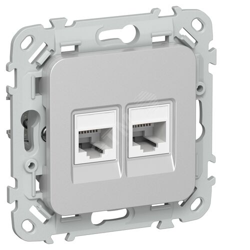 FLITE Розетка 2-местная компьютерная RJ45 категория 5Е UTP РК5е-2-0-ФлА алюминий