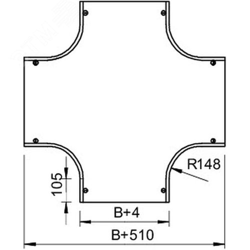 Крышка крестовой секции, B=400 мм, FS (DFK 400 FS)