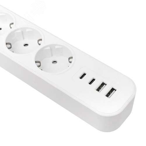 Удлинитель LUX 5 гнезд 2USB 2,4А+2type-C 5 метров 1,5мм2