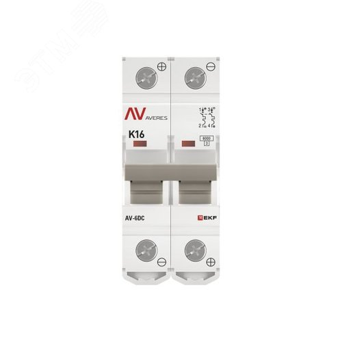 Выключатель автоматический AV-6 DC 2P 16A (K) 6kA AVERES