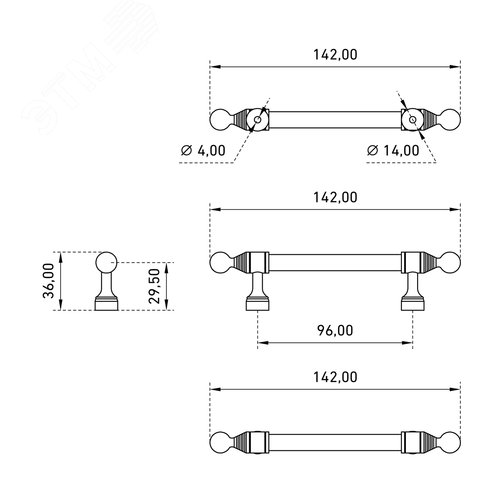 Ручка-скоба мебельная StahlBuro AP2306-96 2шт., CP хром