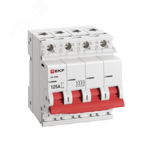 Выключатель нагрузки (ВН) четырехполюсный 4P 125А ВН-125N S1254125 PROXIMA EKF