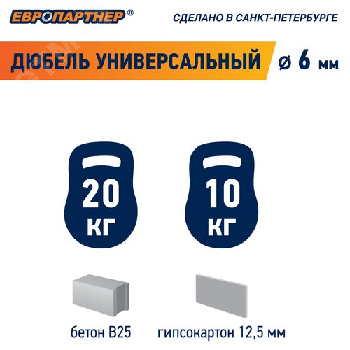 Дюбель универсальный 6х30 нейлон с шурупом 4х35 (100 шт)