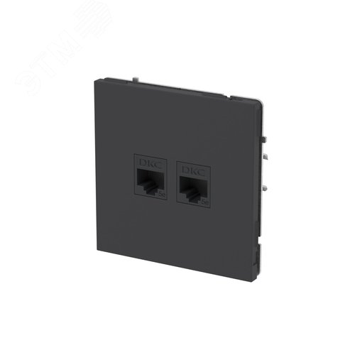 Компьютерная розетка RJ-45 без шторки, кат.5е двойная, KANT, черный уголь